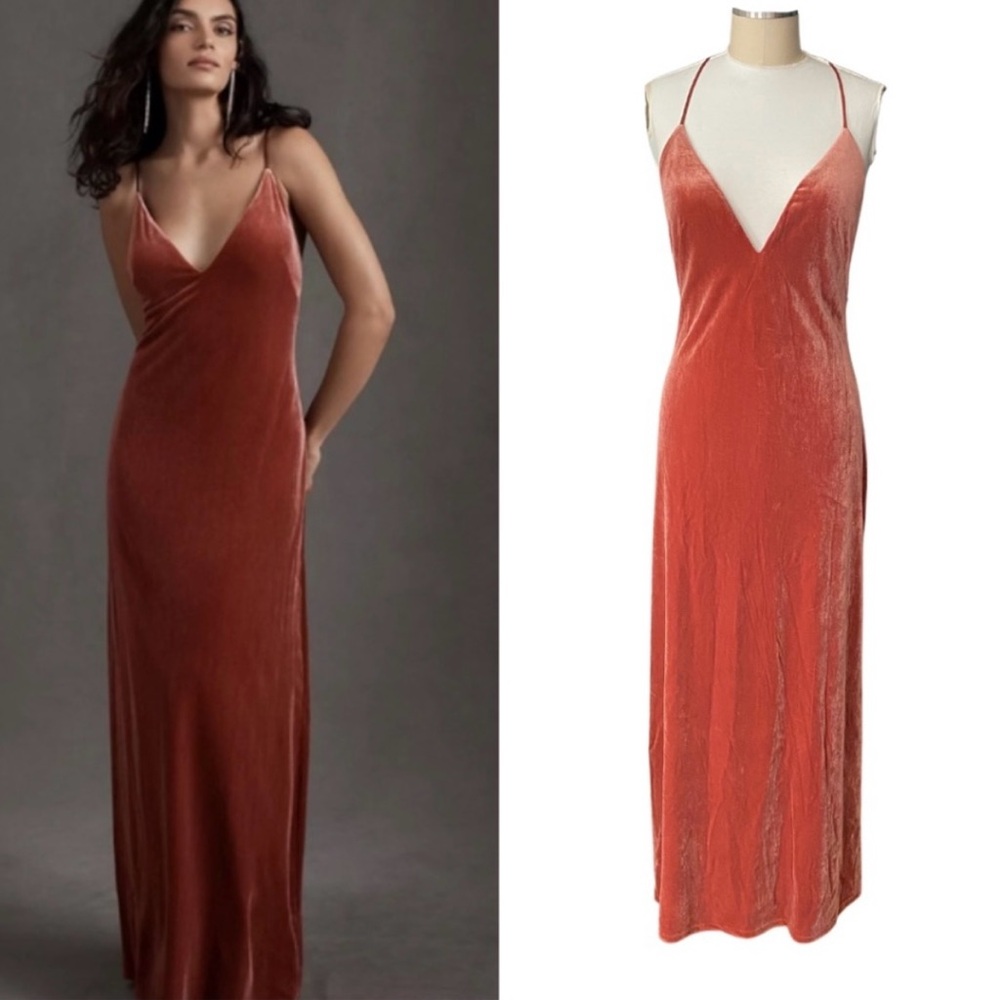 Jenny Yoo Velvet Backless Maxi Dress